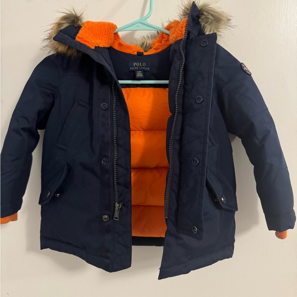 Polo by Ralph Lauren Kids Navy and Orange Puffer Jacket - Picture 3 of 10